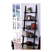 Unique 72" High LEANING LADDER STYLE MAGAZINE / BOOK SHELF on Black Fin