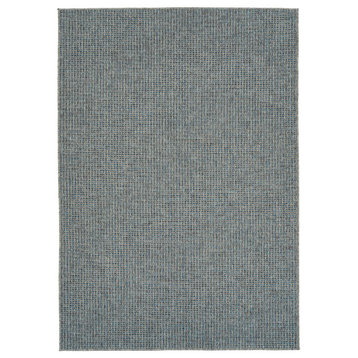 Kaleen Bacalar Bac04-17 Solid Color Rug, Blue, Silver, Charcoal, Gray, 5'3"x7'6"