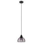 Eglo - Beleser 1 Light Pendant Matte Black Metallic Smoked - The Beleser one light pendant by Eglo makes a dramatic design statement. The smoked glass shade can be paired with a vintage style bulb to give this pendant a chraming retro edge or pair with an LED-compatible bulb to offer modern energy efficiency. The dome-shaped shade deliver focused downlight and ambient illumination