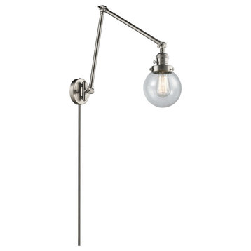 Beacon 1-Light LED Swing Arm Light, Brushed Satin Nickel, Glass: Seedy