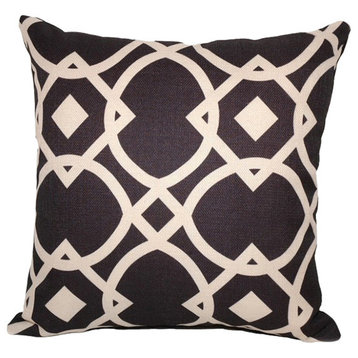 Lynx Square 90/10 Duck Insert Throw Pillow With Cover In Black, 16X16
