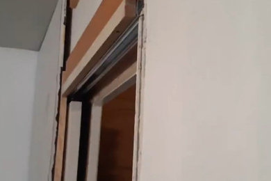 off level pocket door repair new top rail plus drywall and taping