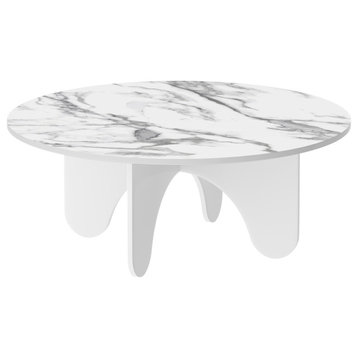 LIDA Coffee Table, White Marble/White