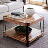 Ryegate Natural Solid Wood, Metal Square Coffee Table, Natural