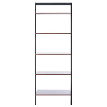 Tommy 5 Tier Leaning Etagere/ Bookcase Brown/ Charcoal