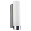 1-Light Bath Vanity Elina Wall Sconce With Frosted Glass Shade, Polished Chrome