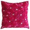 Fuchsia Pink Western Throw Pillows Art Silk 20"x20" Ribbon, Fuchsia Power