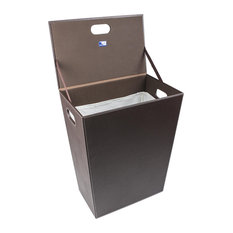 Large Faux Leather Laundry Basket, Brown