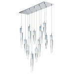 ET2 - ET2 Quartz LED 12-Light Pendant E31248-20PC, Polished Chrome - Stalactites of Clear Beveled crystal suspend from your choice of Polished Chrome or Black supports, can be hung at various heights to create a spectacular array. The crystal shimmers as light diffuses through the facets powered by 90 CRI LED dimmable modules.