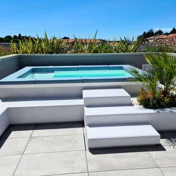 Spa Space® sul terrazzo ad Arese Milano, piccola piscina tutta personalizzata