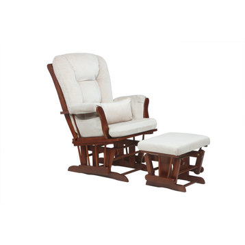 Alice Glider Chair and Ottoman, Espresso, With Pillow