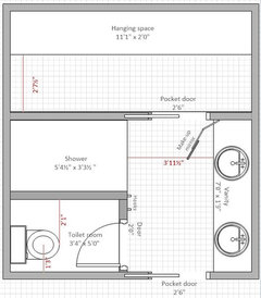 Need help with bathroom layout to maximize closet and storage!