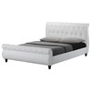 Baxton Studio Ashenhurst White Modern Sleigh Bed with Upholstered Headboard