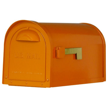 Mid Modern Dylan Curbside Mailbox, Orange