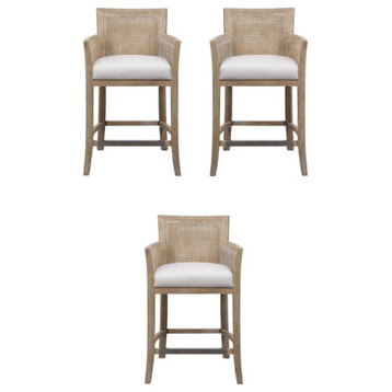 Home Square Encore Counter Stool in Off White Finish - Set of 3