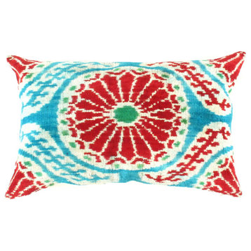 Ti 171 Turkish Multi Color Silk Ikat Pillow
