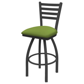 410 Jackie 36 Swivel Bar Stool with Pewter Finish and Canter Kiwi Green Seat