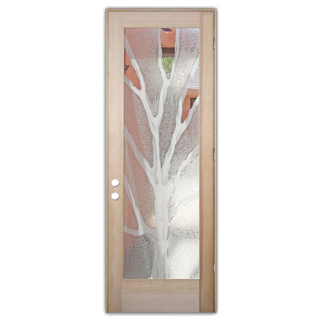Front Doors - Barren Branches Frosted Glass Design - 30" x 80" - CUSTOMIZE...