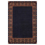 Bareens Designer Rugs - Eclectic Ziegler Florinda Blue Red Hand-Knotted Wool Rug - 9'3'' x 12'4'' - Enhance the ambiance of your home with this magnificent Persian-influenced Turkish hand-knotted rug made by skilled artisans capable of creating the most exceptional vegetable dyes and hand-spun wool. This exquisite handmade rug is a one-of-a-kind  Kafkaz, otherwise identified as Chobi, Chobi Peshawar, Oushak, or Ziegler rug. These handmade rugs are crafted in Pakistan utilizing superior-quality wool imported from Australia, New Zealand, and Korea in two types of weaves: the Persian weave and the Mori weave. This rug is meticulously crafted by hand using the finest natural vegetable dyes extracted from local plants. The artisans use a blend of hand-spun local and fine merino wool, resulting in a rug with a compelling texture, higher lanolin content, and longer staple. The artisans occasionally incorporate natural or artificial silk into the pile to enhance specific motifs. The finished product is an awe-inspiring execution of flawless design and an understated palette that exudes elegance.
