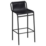 Meridian Furniture - Dax Black Faux Leather Counter Stool, Black - Hop up and take a seat at your breakfast bar with this Dax vegan leather counter stool. Featuring soft black vegan leather paired with a matte black metal frame, this counter stool makes a bold statement no matter what your decor style. Its contemporary design is perfect for the modern home, with its tall legs providing ample space for you to stretch your legs while you eat breakfast. A thin footrest wraps around the stool's legs, allowing you to rest your pups while enjoying your morning meal.