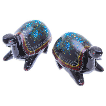 NOVICA Good Luck Turtles And Lacquered Boxes  (Pair)