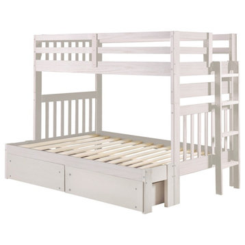 My Bed Now Olympus Twin-over-Full 2-Drawer Wood Bunk Bed w/ Ladder in White