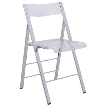 LeisureMod Menno Lucite Acrylic Stackable Dining Folding Chair, Clear