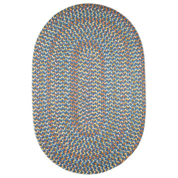 Confetti Bright and Bold 5, Carrier Braided Rug Marina Blue 4'x6' Oval