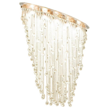 Chiavari | Lux Oval LED Crystal Waterfall Chandelier, Silver, L39.4xw9.8xh39.4", Cool Light