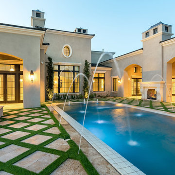 Custom Pool Pavers With Grass Inlay