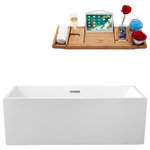 Streamline - 58" Streamline N-262-58FSWH-FM Soaking Freestanding Tub With Internal Drain - Submerge yourself in Streamline deepest soaking bathtub. This 58" white glossy bathtub is designed with an internal drain and can hold up to 74gallons of water. Its rectangular shape provided you more room to relax in comfort. FREE Bamboo Bathtub Caddy Included in Purchase!