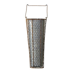 French Market 12056 2-Pack Chicken Wire Oval Wall Buckets - Baskets