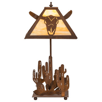 21H Steer Skull Table Lamp