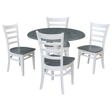 42 in. Dual Drop Leaf Dining Table with 4 Ladderback Chairs