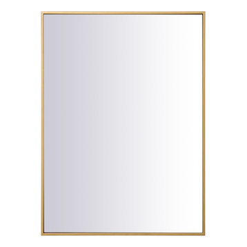 Metal Frame Rectangle Mirror 27 Inch In Brass