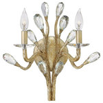 Fredrick Ramond - Fredrick Ramond FR46802CPG, Champagne Gold Finish - Eve�s graceful, hand-forged tubing creates a natural, vine-like pattern in a hammered Champagne Gold finish while faceted clear crystal �buds" emanate from the tips.  Mounting Direction: UpEve Two Light Wall Sconce Champagne Gold *UL Approved: YES *Energy Star Qualified: n/a  *ADA Certified: n/a  *Number of Lights: Lamp: 2-*Wattage:60w Candelabra Base bulb(s) *Bulb Included:No *Bulb Type:Candelabra Base *Finish Type:Champagne Gold