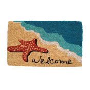Starfish Welcome Mid-Thickness Hand Woven Coir Doormat, 18 x 30 Inch