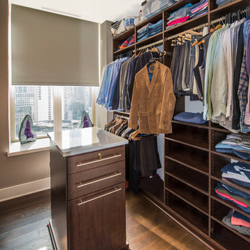 Shelving and Pull-Outs Keep a Extensive Business Casual Wardrobe Ready When Need