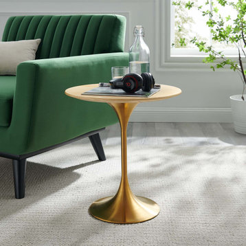 Sofa Side Table, Round, Natural Gold, Metal, Modern, Lounge Hotel Hospitality