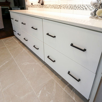 White Kitchen with White Subway Tile and Gray and Black Accent Tile ~ Medina, OH