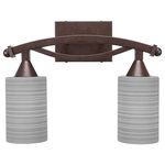 Toltec Lighting - Bow 2-Light Bath Bar, Black Copper Finish With 4" Gray Matrix Glass, Bronze - * The beauty of our entire product line is the opportunity to create a look all of your own, as we now offer over 40 glass shade choices, with most being available as an option on every lighting family. So, as you can see, your variations are limitless. It really doesn't matter if your project requires Traditional, Transitional, or Contemporary styling, as our fixtures will fit most any decor.