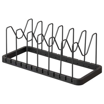 Adjustable Pot Lid Organizer, Steel, Black