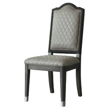 Acme Beatrice Set of 2 Beatrice Set of 2 Side Chair Beige PU and Charcoal Finish