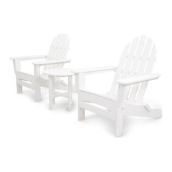 Polywood - Ivy Terrace Classics 3-Piece Folding Adirondack Set, White - Outdoor Lounge Sets