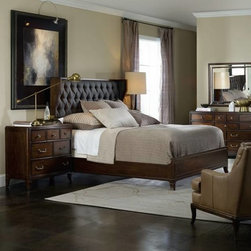 Palisade Upholstered Shelter 5 PC King Bedroom Set - Carbon Fabric - Bedroom Furniture Sets