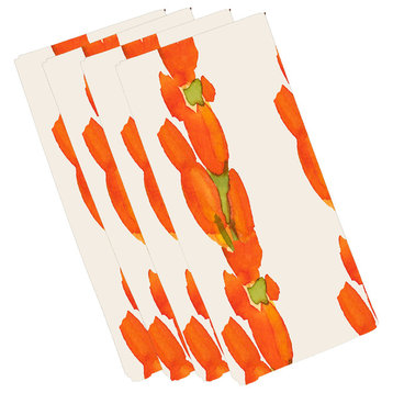 Tulip Blossom Floral Print Napkins, Set of 4, Orange, 19"