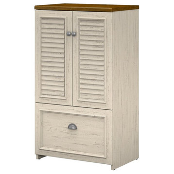 Pemberly Row Storage Cabinet with File Drawer in Antique White - Engineered Wood