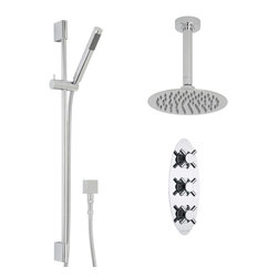Hudson Reed - Kristal Thermostatic Shower System, 8 Head & Ceiling Arm & Handshower - Showerheads And Body Sprays