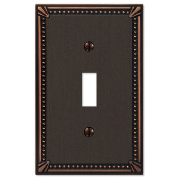 Imperial Bead Cast 1-Toggle Wall Plate, Aged Bronze