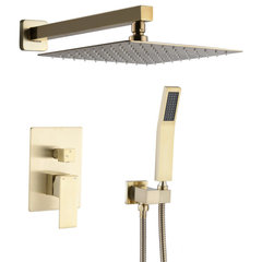 5-Days Sale! Fontana Florence Wall Mount Brushed Nickel Waterfall Rainfall  Shower Set at